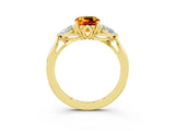 Yellow gold Three-Stone Cushion Cut Citrine Ring with Pear  Side Stones in Four-Prong Setting_39
