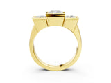 Yellow gold Three Stone Cushion Cut Cut Channel Set Diamond Ring_6