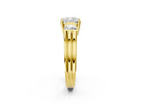 Yellow gold Three-Stone Cushion Cut Cut Classic Band Prong Setting Ring_5