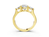 Yellow gold Three-Stone Cushion Cut Cut Classic Band Prong Setting Ring_6