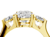 Yellow gold Three-Stone Cushion Cut Cut Classic Band Prong Setting Ring_7