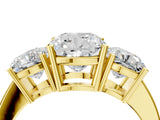 Yellow gold Three-Stone Cushion Cut Cut Diamond Engagement Ring with Flat Band and Four-Prong Setting_12