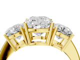 Yellow gold Three-Stone Cushion Cut Cut Diamond Engagement Ring with Flat Band and Four-Prong Setting_24