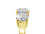 Yellow gold Three-Stone Cushion Cut Cut Diamond Engagement Ring with Flat Band and Four-Prong Setting_25