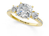 Yellow gold Three-Stone Cushion Cut Cut Diamond Pavé Band with Prong Setting_16