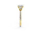 Yellow gold Three-Stone Cushion Cut Cut Diamond Pavé Band with Prong Setting_17