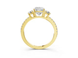 Yellow gold Three-Stone Cushion Cut Cut Diamond Pavé Band with Prong Setting_18