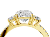 Yellow gold Three-Stone Cushion Cut Cut Diamond Pavé Band with Prong Setting_19