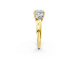 Yellow gold Three-Stone Cushion Cut Cut Diamond Ring with Channel Set Band and Four-Prong Setting_13