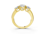 Yellow gold Three-Stone Cushion Cut Cut Diamond Ring with Channel Set Band and Four-Prong Setting_14