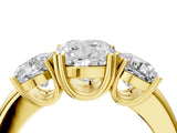 Yellow gold Three-Stone Cushion Cut Cut Diamond Ring with Channel Set Band and Four-Prong Setting_15