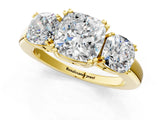 Yellow gold Three-Stone Cushion Cut Cut Diamond Ring with Channel Set Band and Four-Prong Setting_36