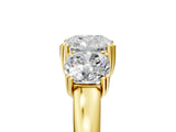 Yellow gold Three-Stone Cushion Cut Cut Diamond Ring with Channel Set Band and Four-Prong Setting_40