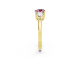 Yellow gold Three-Stone Cushion Cut Cut Diamond Ring with Trillion Side Stones and Four-Prong Setting_2