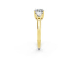 Yellow gold Three-Stone Cushion Cut Cut Diamond Ring with Trillion Side Stones and Four-Prong Setting_2
