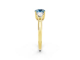 Yellow gold Three-Stone Cushion Cut Cut Diamond Ring with Trillion Side Stones and Four-Prong Setting_2