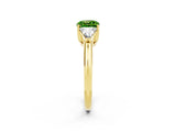 Yellow gold Three-Stone Cushion Cut Cut Diamond Ring with Trillion Side Stones and Four-Prong Setting_2