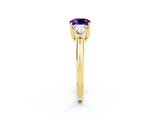Yellow gold Three-Stone Cushion Cut Cut Diamond Ring with Trillion Side Stones and Four-Prong Setting_2