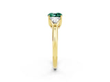 Yellow gold Three-Stone Cushion Cut Cut Diamond Ring with Trillion Side Stones and Four-Prong Setting_2