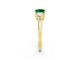 Yellow gold Three-Stone Cushion Cut Cut Diamond Ring with Trillion Side Stones and Four-Prong Setting_2
