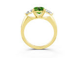 Yellow gold Three-Stone Cushion Cut Cut Diamond Ring with Trillion Side Stones and Four-Prong Setting_3