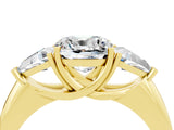 Yellow gold Three-Stone Cushion Cut Cut Diamond Ring with Trillion Side Stones and Four-Prong Setting_4
