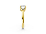 Yellow gold Three-Stone Cushion Cut Cut Diamond Ring with Trillion Side Stones and Four-Prong Setting_5