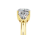 Yellow gold Three-Stone Cushion Cut Cut Diamond Ring with Trillion Side Stones and Four-Prong Setting_5