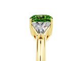 Yellow gold Three-Stone Cushion Cut Cut Diamond Ring with Trillion Side Stones and Four-Prong Setting_5