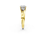 Yellow gold Three-Stone Cushion Cut Cut Diamond Ring with Trillion Side Stones on a Split Shank Band_11