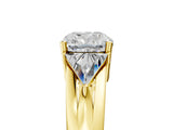 Yellow gold Three-Stone Cushion Cut Cut Diamond Ring with Trillion Side Stones on a Split Shank Band_14