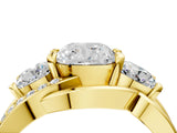 Yellow gold Three-Stone Cushion Cut Cut Diamond Split Shank Prong Set Ring_11