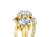 Yellow gold Three-Stone Cushion Cut Cut Diamond Split Shank Prong Set Ring_12