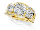 Yellow gold Three-Stone Cushion Cut Cut Diamond Split Shank Prong Set Ring_8
