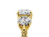 Yellow gold Three-Stone Cushion Cut Cut Milgrain Band Prong Setting Ring_24