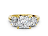 Yellow gold Three-Stone Cushion Cut Cut Solitaire Ring with Classic Prong Setting_3