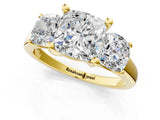 Yellow gold Three-Stone Cushion Cut Cut Solitaire Ring with Classic Prong Setting_4