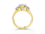 Yellow gold Three-Stone Cushion Cut Cut Solitaire Ring with Classic Prong Setting_6