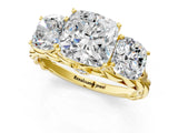 Yellow gold Three-Stone Cushion Cut Diamond Braided Band Ring with Four-Prong Setting_38
