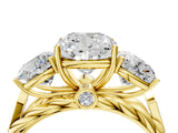 Yellow gold Three-Stone Cushion Cut Diamond Braided Band Ring with Four-Prong Setting_41