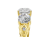 Yellow gold Three-Stone Cushion Cut Diamond Braided Band Ring with Four-Prong Setting_42