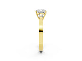 Yellow gold Three-Stone Cushion Cut Diamond Cathedral Engagement Ring with Prong Setting_8