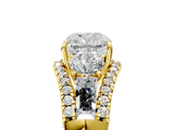 Yellow gold Three-Stone Cushion Cut Diamond Engagement Ring with Pave Band and Prong Setting_19