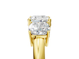 Yellow gold Three-Stone Cushion Cut Diamond Engagement Ring with Prong Setting on a White Gold Band_11