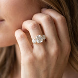 Yellow gold Three-Stone Cushion Cut Diamond Engagement Ring with Prong Setting on a White Gold Band_20