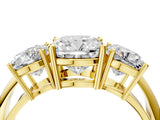 Yellow gold Three-Stone Cushion Cut Diamond Engagement Ring with Prong Setting on a White Gold Band_42