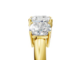 Yellow gold Three-Stone Cushion Cut Diamond Engagement Ring with Prong Setting on a White Gold Band_43