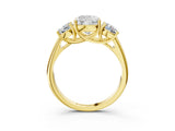 Yellow gold Three-Stone Cushion Cut Diamond Engagement Ring with Prong Setting_6