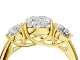 Yellow gold Three-Stone Cushion Cut Diamond Engagement Ring with Prong Setting_7