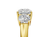 Yellow gold Three-Stone Cushion Cut Diamond Engagement Ring with Prong Setting_8